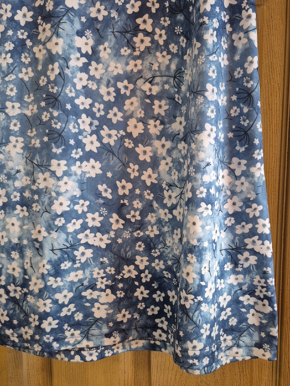 Tango Mango Sleeveless 1/4 Zip Front High Stand Up Neckline Blue White Floral L - Picture 5 of 14